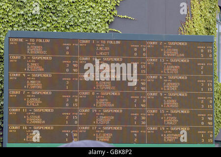 Tennis, Wimbledon 2004, Erste Runde. Die Spielordnung für den ersten Tag Stockfoto