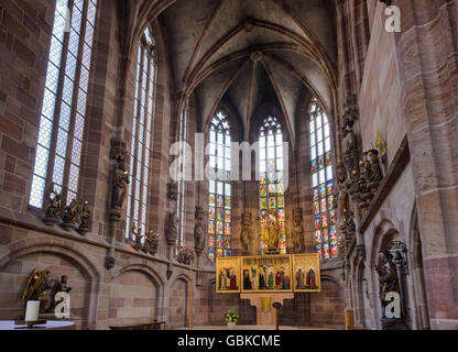 Tucheraltar, Tucher Altar in der Wallfahrtskirche, Frauenkirche, Frauenkirche, Nürnberg, Mittelfranken, Franken, Bayern Stockfoto