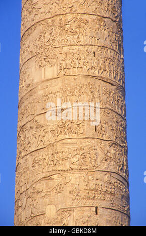 Relief, Trajans Säule oder Colonna Traiana, römische Siegessäule, Rom, Italien, Europa Stockfoto