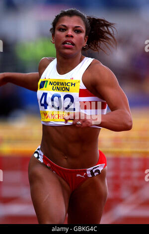 Leichtathletik - die Norwich Union Olympic Trials & AAA Championships - 100-m-Hürden der Frauen - Halbfinale. Diane Allahgreen von Trafford Stockfoto