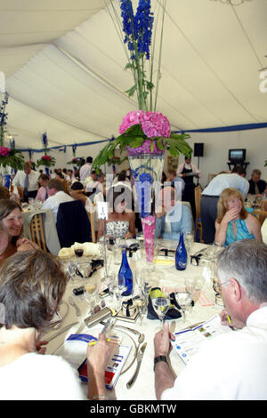 Pferderennen - Epsom Races - Vodafone Oaks Day. Racegoers genießen das Gastgewerbezelt Stockfoto