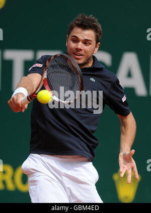 Tennis - ATP World Tour Masters - Monte-Carlo - Stanislas Wawrinka / Roger Federer. Stanislas Wawrinka auf dem Weg zum Sieg Stockfoto