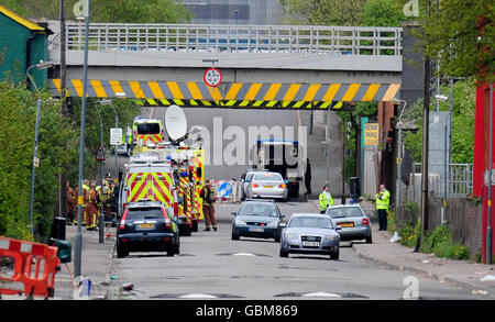 Eine allgemeine Ansicht der Szene in Saltley, Birmingham, wo ein Mann in einem Auto mit gefesselten Händen und „Kanistern“ um seinen Körper herum gefunden wurde. Stockfoto