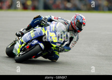 Motorradfahren - großer Preis von Großbritannien - Moto GP - Rennen. Colin Edwards in Aktion Stockfoto