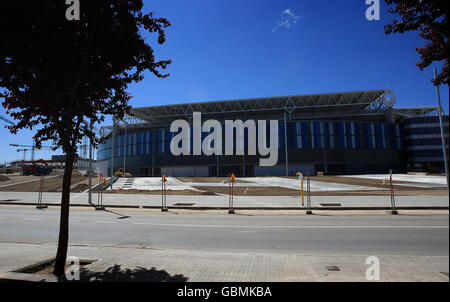 Gesamtansicht des neuen Stadions RCD Espanyol, El Estadio Cornella-El Prat, während der Bauarbeiten Stockfoto