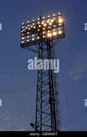 Fußball - freundlich - Cardiff City gegen Lazio. Die Flutlichter im Ninian Park, der Heimat von Cardiff City Stockfoto