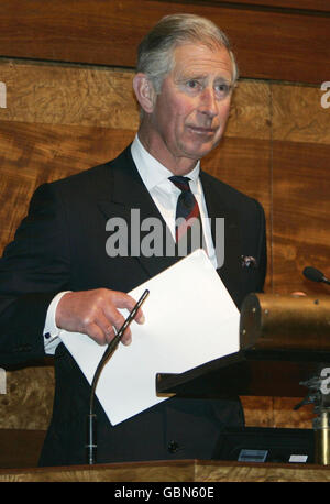 Der Prinz von Wales hält seine Rede im Royal Institute of British Architects (RIBA) Trust 2009 in London. Stockfoto