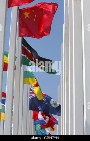 Die chinesische Flagge im Athener Olympischen Sportkomplex Stockfoto