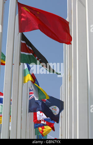 Die chinesische Flagge im Athener Olympischen Sportkomplex Stockfoto