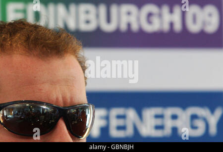 Rugby Union - Leicester Pressekonferenz - Murrayfield. Leicester Tigers Teamkapitän Geordan Murphy während der Pressekonferenz im Murrayfield Stadium, Edinburgh. Stockfoto