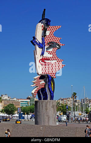 BARCELONA, Spanien - 1. August 2015: El Cap de Barcelona (der Kopf von Barcelona) - eine surrealistische Skulptur in Barcelona, Spanien Stockfoto