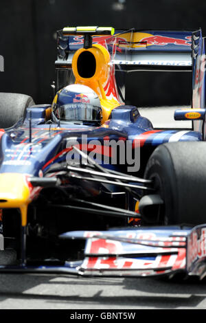 Red Bull Rennen Sebastian Vettel während eines Trainings auf dem Circuit de Monaco, Monte Carlo, Monaco. Stockfoto