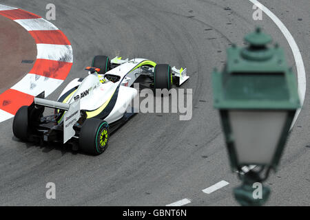 Formel-1-Autorennen - Grand-Prix-Training von Monaco - Circuit de Monaco. Brawn GP's Jenson Button während eines Trainings auf dem Circuit de Monaco, Monte Carlo, Monaco. Stockfoto