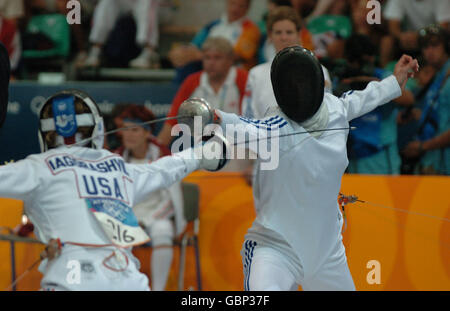 Moderner Fünfkampf - Olympische Spiele Athen 2004 - Womens moderner Fünfkampf Stockfoto