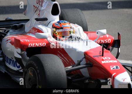 Formel-1-Autorennen - Grand-Prix-Training von Monaco - Circuit de Monaco. Toyota-Fahrer Timo Glock beim Training auf dem Circuit de Monaco. Stockfoto