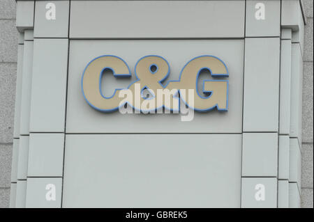 Ein allgemeiner Blick auf das Cheltenham & Gloucester Schild am Hauptsitz auf Barnett Way, Gloucester. Stockfoto