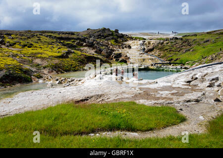 Pool, Hot Pot, Hveravellir, Geothermie, in der Nähe von Kjalvegur, Kjolur, Highland, Island route / route Kjölur Stockfoto