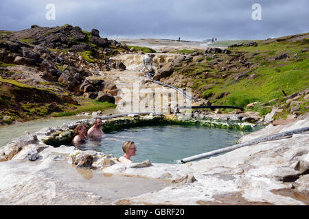 Pool, Hot Pot, Hveravellir, Geothermie, in der Nähe von Kjalvegur, Kjolur, Highland, Island route / route Kjölur Stockfoto