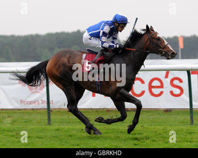 Pferderennen - Princes Trust Raceday - Haydock Park. Jockey Saleem Golam auf Haarth Sovereign während des Prince's Trust/Baker Tilly Handicap Stockfoto