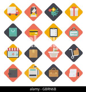 Groß einkaufen Symbole festgelegt. Vektor. Stock Vektor