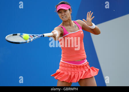 Tennis - AEGON Classic - Tag sechs - Edgbaston Priory Club. Chinas Na Li in Aktion auf ihrem Weg, die russische Maria Sharapova in geraden Sätzen in ihrem Halbfinalspiel zu schlagen Stockfoto