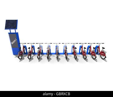 3D render Bild repräsentiert eine Solarstrom-Bike-Station. Stockfoto