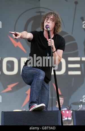 Matt Bowman von den Pigeon Detectives, die während des Isle of Wight Festivals in Newport auf der Isle of Wight auftreten. ** ** Stockfoto