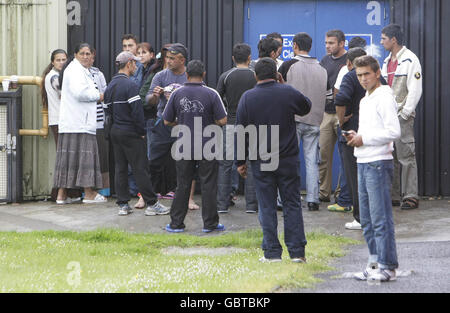 Rumänen gezwungen aus Häusern in Belfast Stockfoto