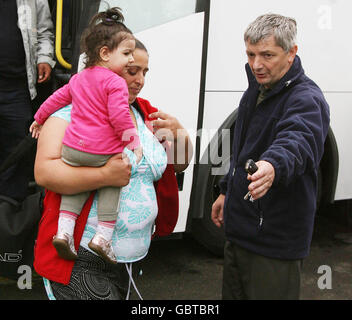 Rumänen gezwungen aus Häusern in Belfast Stockfoto