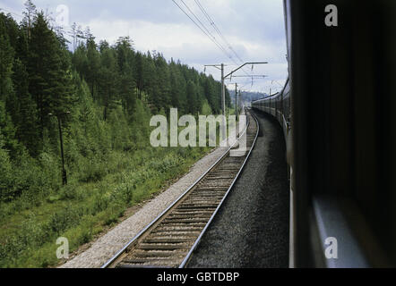 Geographie / Reisen, Russland, Sibirien, Transport / Transport, Transsibirische Eisenbahn, Taiga, borealer Wald, 1974, Zusatzrechte-Abfertigung-nicht vorhanden Stockfoto