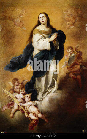 Bildende Kunst, Murillo, Bartolome Esteban (1618-1682), Malerei, "Immaculata", Öl auf Leinwand, 1670/1680, Prado, Madrid, Stockfoto