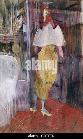 Bildende Kunst, Toulouse-Lautrec, Henri de (1864-1901), 'Femme de Toilette de Bal' Malerei (Frau dressing für einen Ball), 1894, Museum Albi, Stockfoto