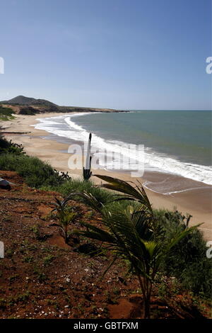 der Strand Playa La Carmela auf Macanoao auf der Isla Margarita in der Karibik Meer von Venezuela. Stockfoto