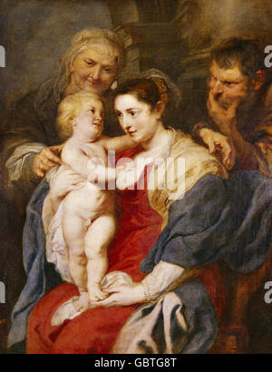Bildende Kunst, Rubens, Peter Paul (1577-1640), Malerei, "Heilige Familie", Prado, Madrid, Stockfoto