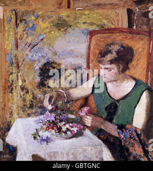 Bildende Kunst, Vuillard, Edouard (1868-1940), Malerei, "Femme au Bouquet" (Frau mit Blumen), Museum Albi, Frankreich, Stockfoto