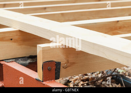 Fragment der Holzboden im Bau, abstrakte ländliche Architektur Hintergrund Stockfoto