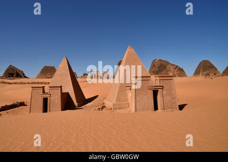 Afrika, Sudan, Nubia, Pyramiden von Meroe Stockfoto