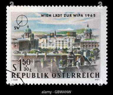 Widmet sich die Wien Internationale Briefmarkenausstellung, zeigt Süden wir Stempel gedruckt in Österreich Stockfoto