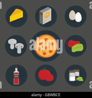 Symbole des Prozesses Kochen Pizza einstellen Stock Vektor