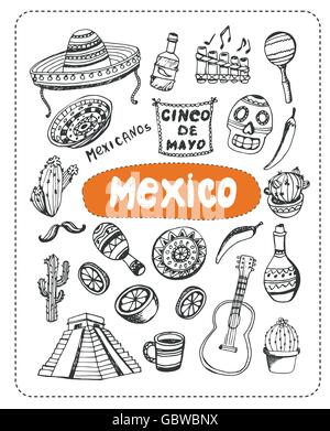 Doodle über Mexiko. Stock Vektor