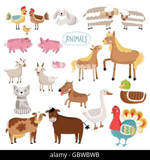 Vektor-Illustration von landwirtschaftlichen Nutztieren. Stock Vektor