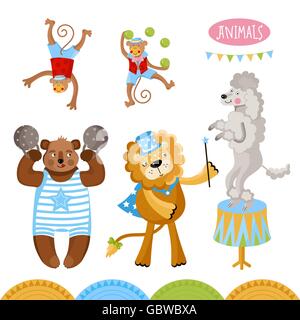 Vektor Zirkustiere führen Tricks. Stock Vektor