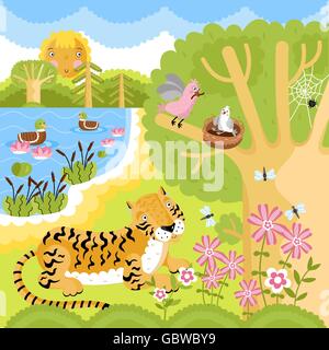Vektor Tiere auf den Wald. Stock Vektor