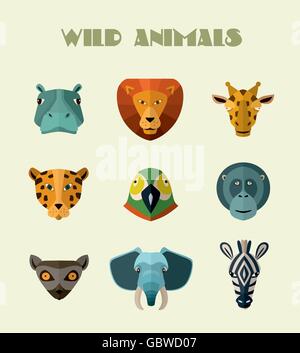 Wilde Tiere-Symbole. Vektor-Format. Stock Vektor