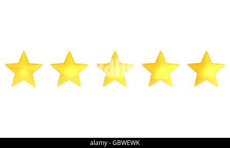 Sterne-Bewertung Null bis fünf 3d render Stockfoto
