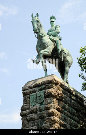 Kaiser Wilhelm, Kaiser Wilhelm, Reiterstandbild, Denkmal, Hohenzollern Brücke, Köln, Koeln, Rheinland, Nordrhein-Westfalen, Deutschland / Köln Stockfoto