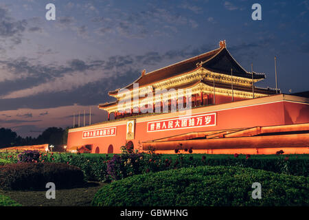 Peking, China - 23. Oktober 2015: Tienanmen, Tor des himmlischen Friedens, Peking, China. Der Haupteingang der verbotenen Stadt. Stockfoto