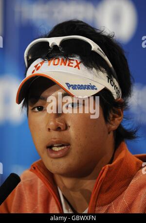 Golf - Open 2009 Championship - Übungsrunde - Tag Drei - Turnberry. Der japanische Ryo Ishikawa während einer Pressekonferenz während einer Übungsrunde im Turnberry Golf Club, Ayrshire. Stockfoto