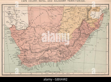 Kapkolonie, Natal und angrenzende Gebiete. Südafrika, 1885 Antike Landkarte Stockfoto