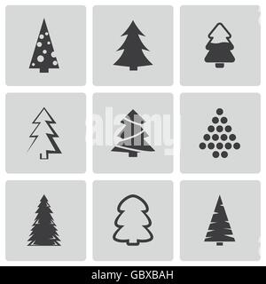 Vektor-schwarze Weihnachtsbaum Icons set Stock Vektor